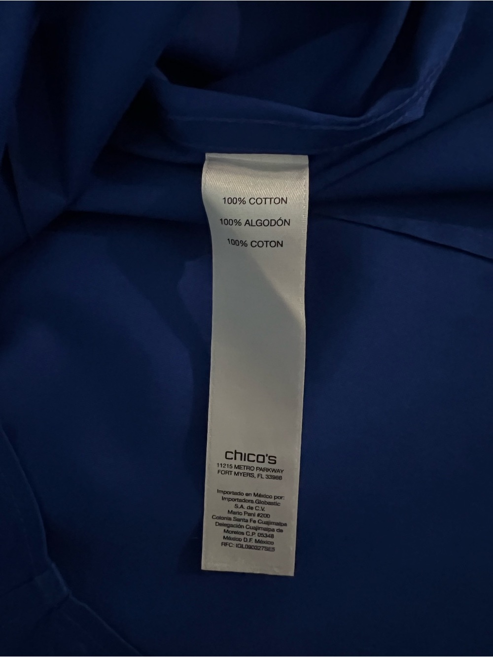 NEW Chico’s No Iron Cotton Button Front Blouse Royal Blue Size 1 US Medium - Picture 9 of 13